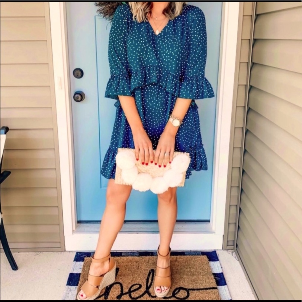 polka dot navy dress